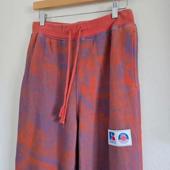 A$AP WORLDWIDE x Russell Athletic Skull Graphic Sweatpants Rust Purple Size S - Picture 3 of 9